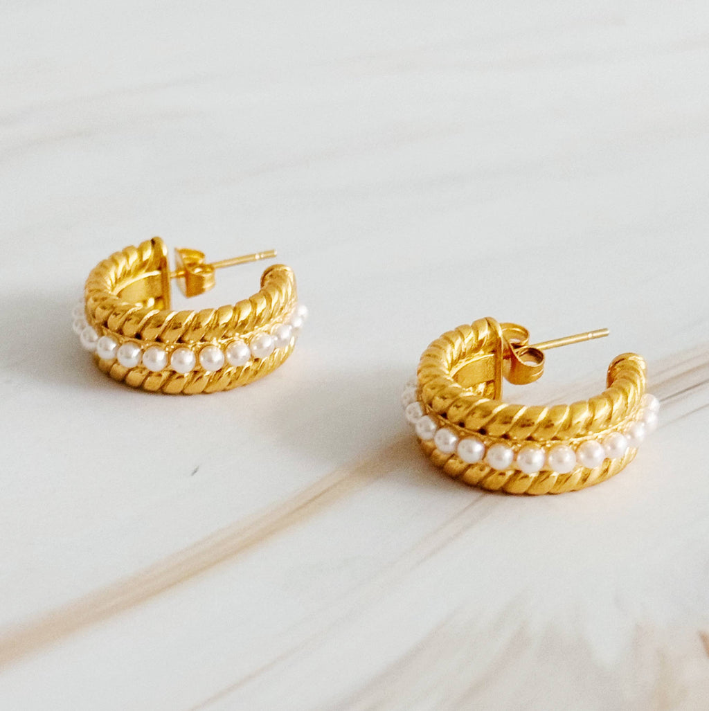Pearl Mix Hoop Earrings