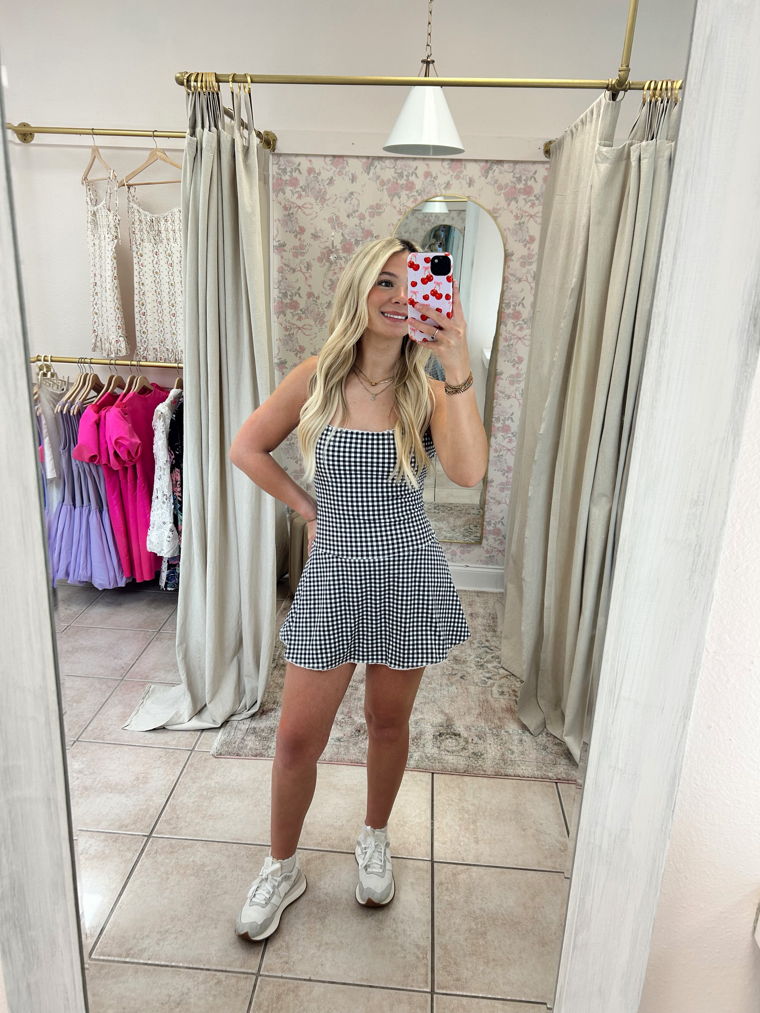 Gingham and Lace Activewear Dress  image 0