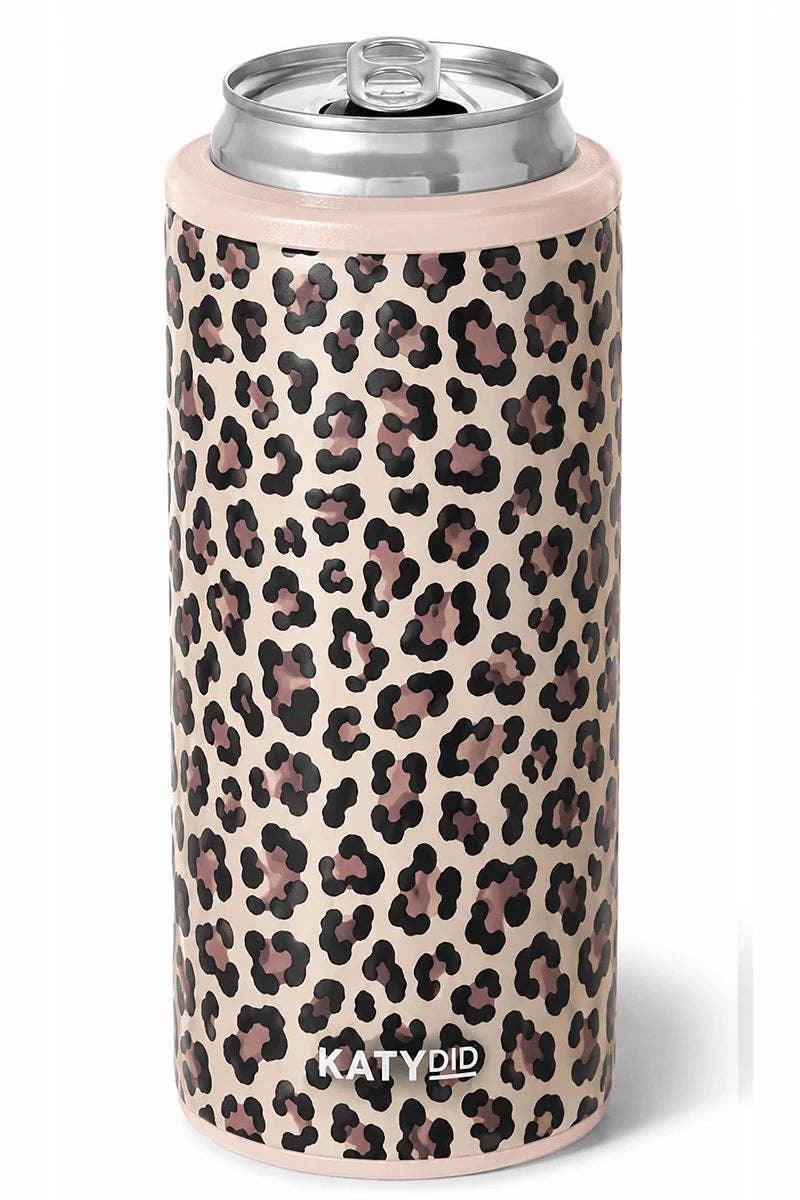 Brown Leopard Slim Can Koozie