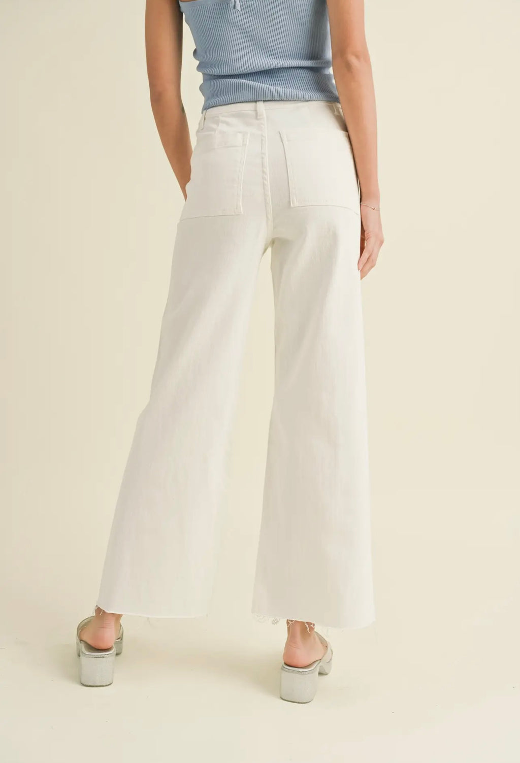 White Wide Leg Denim Pants  image 2