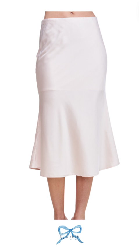 Champagne Satin Midi Skirt image 1