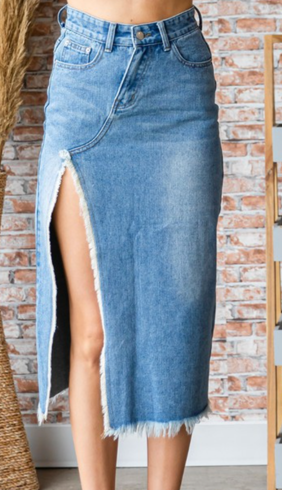 Asymmetric Denim Skirt image 2