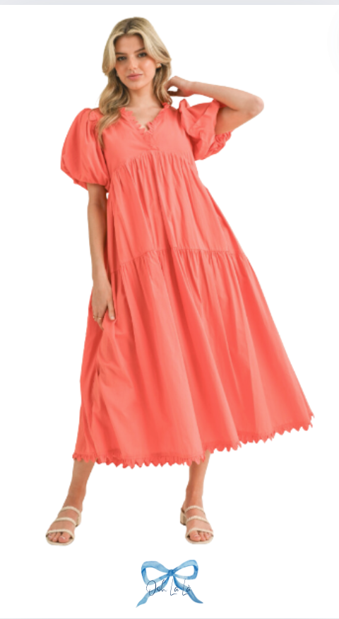 Scallop Trim Midi Dress image 1