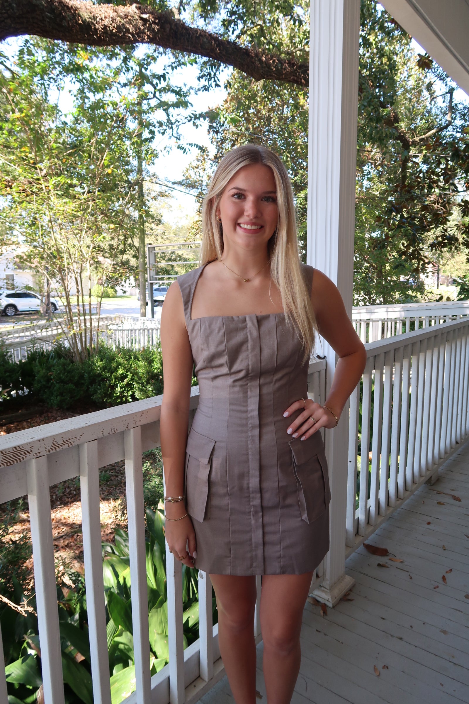 Grey Mini Dress With Pockets image 0