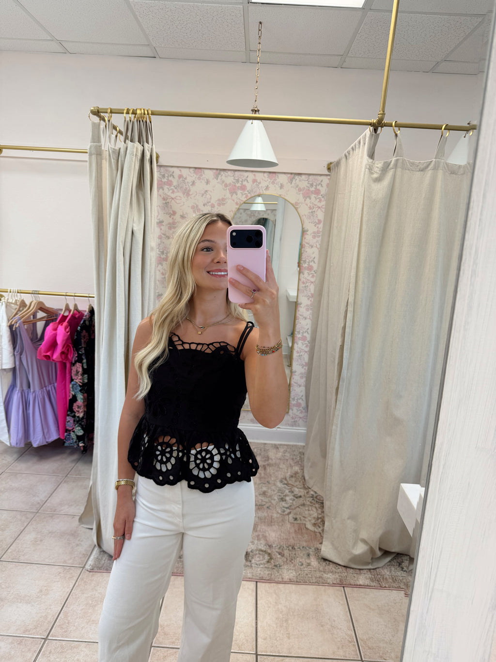 Eyelet Peplum Top image 0