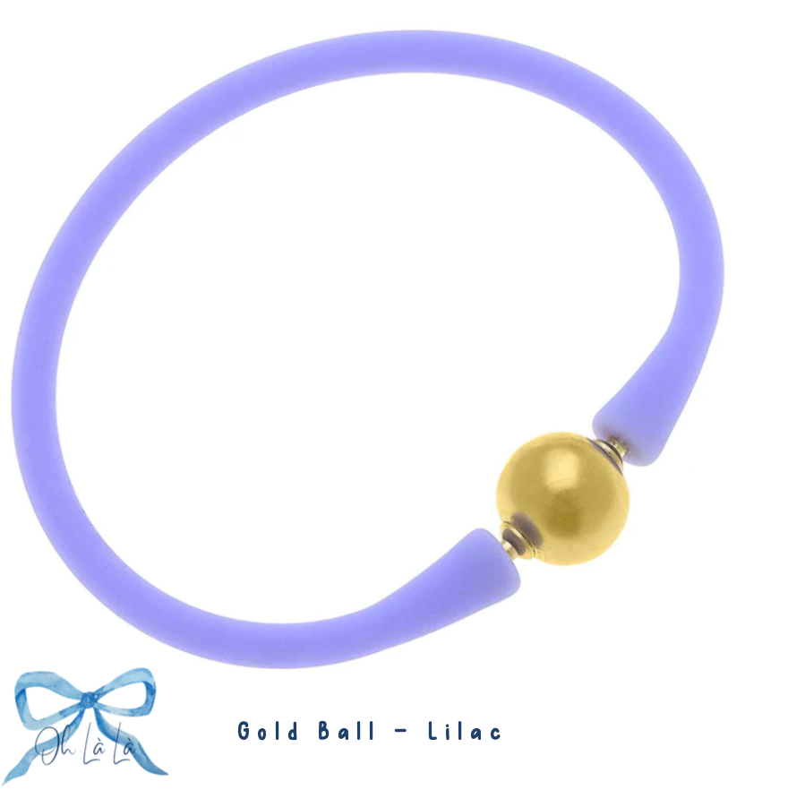 Bali 24K Gold Plated Ball Bead Silicone Bracelet image 8
