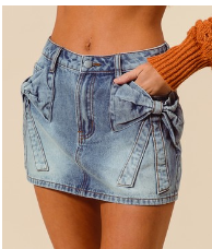 Bow Pocket Denim Skirt image 0
