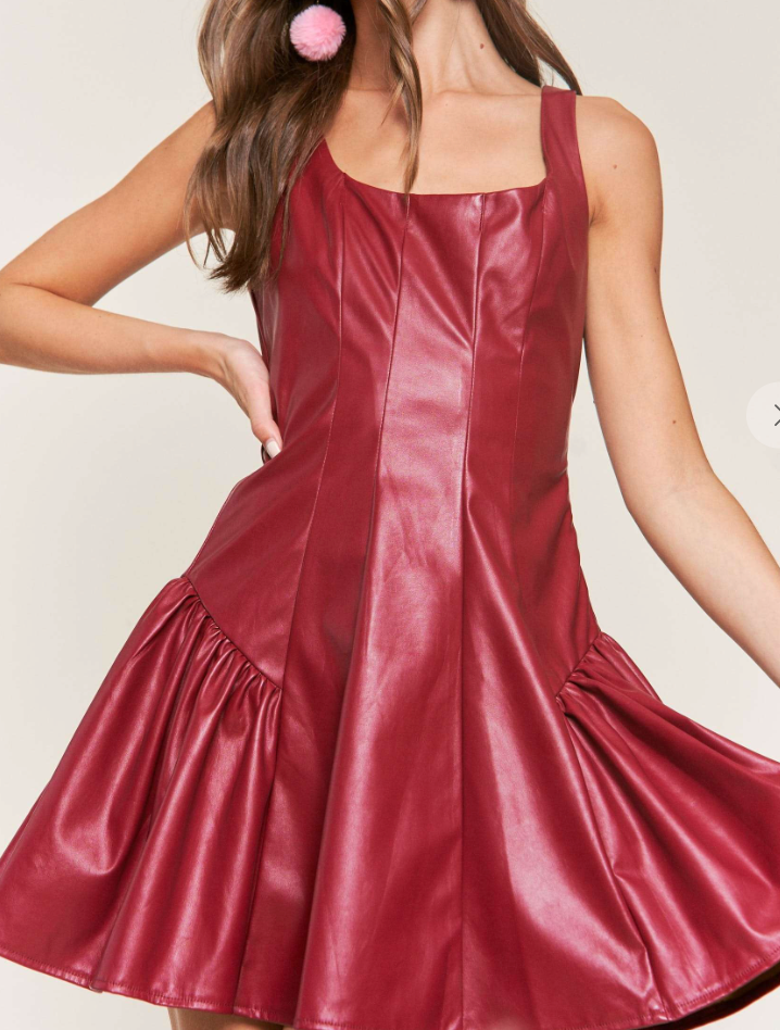 Faux Leather Crimson LuLu Dress image 3