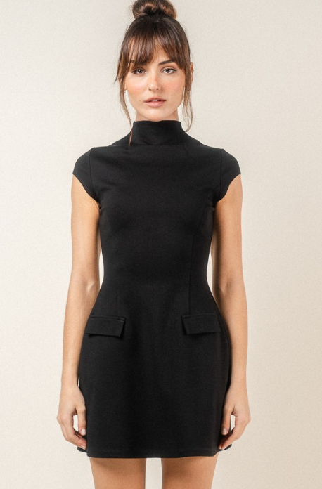 Chic Vintage Mock Neck Dress image 1