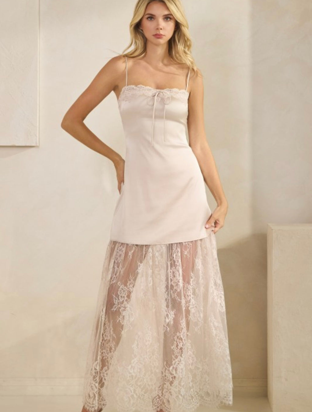 Champagne Satin Slip Dress  image 1