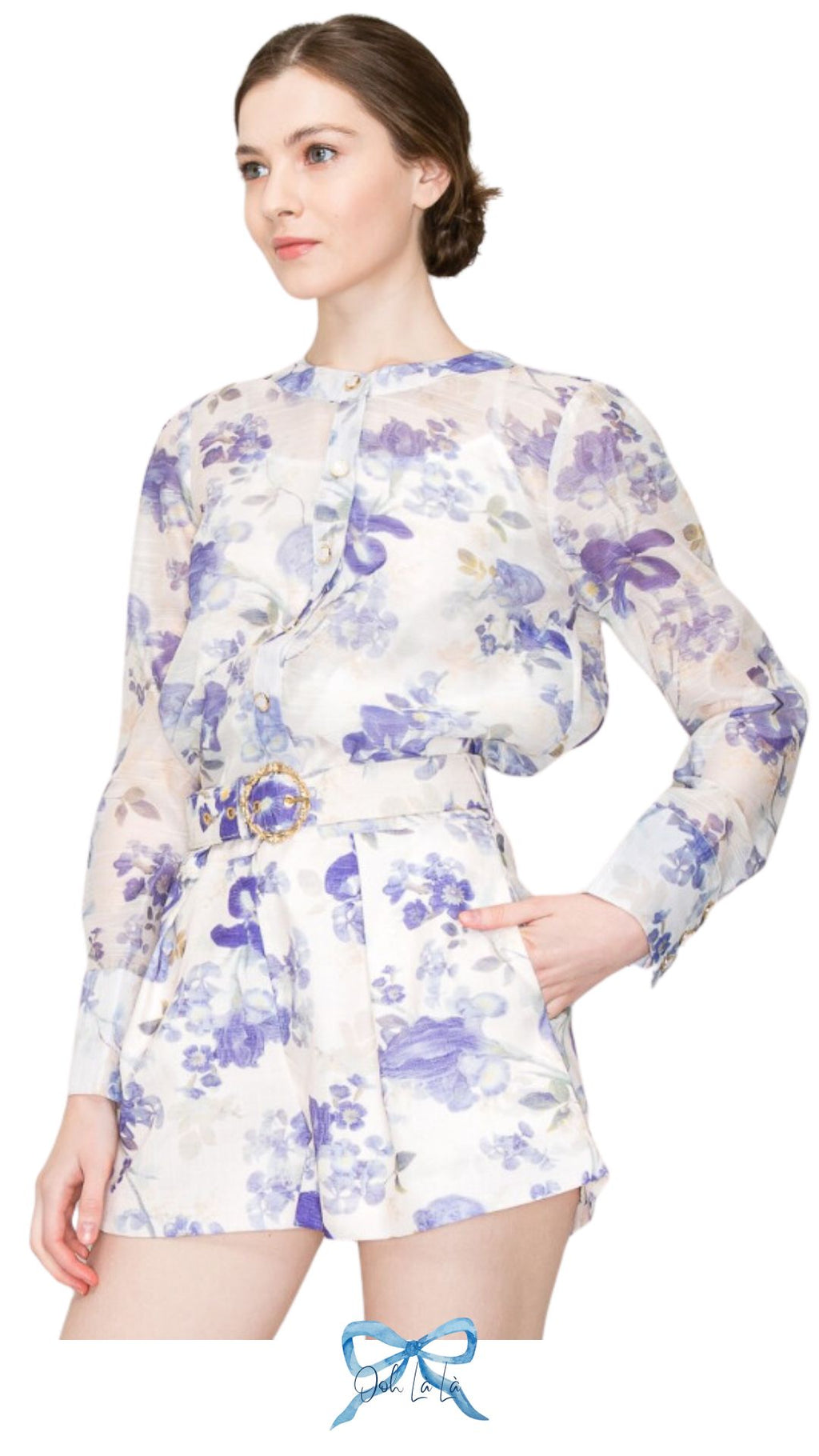 Gold Belt Purple Floral Set image 1