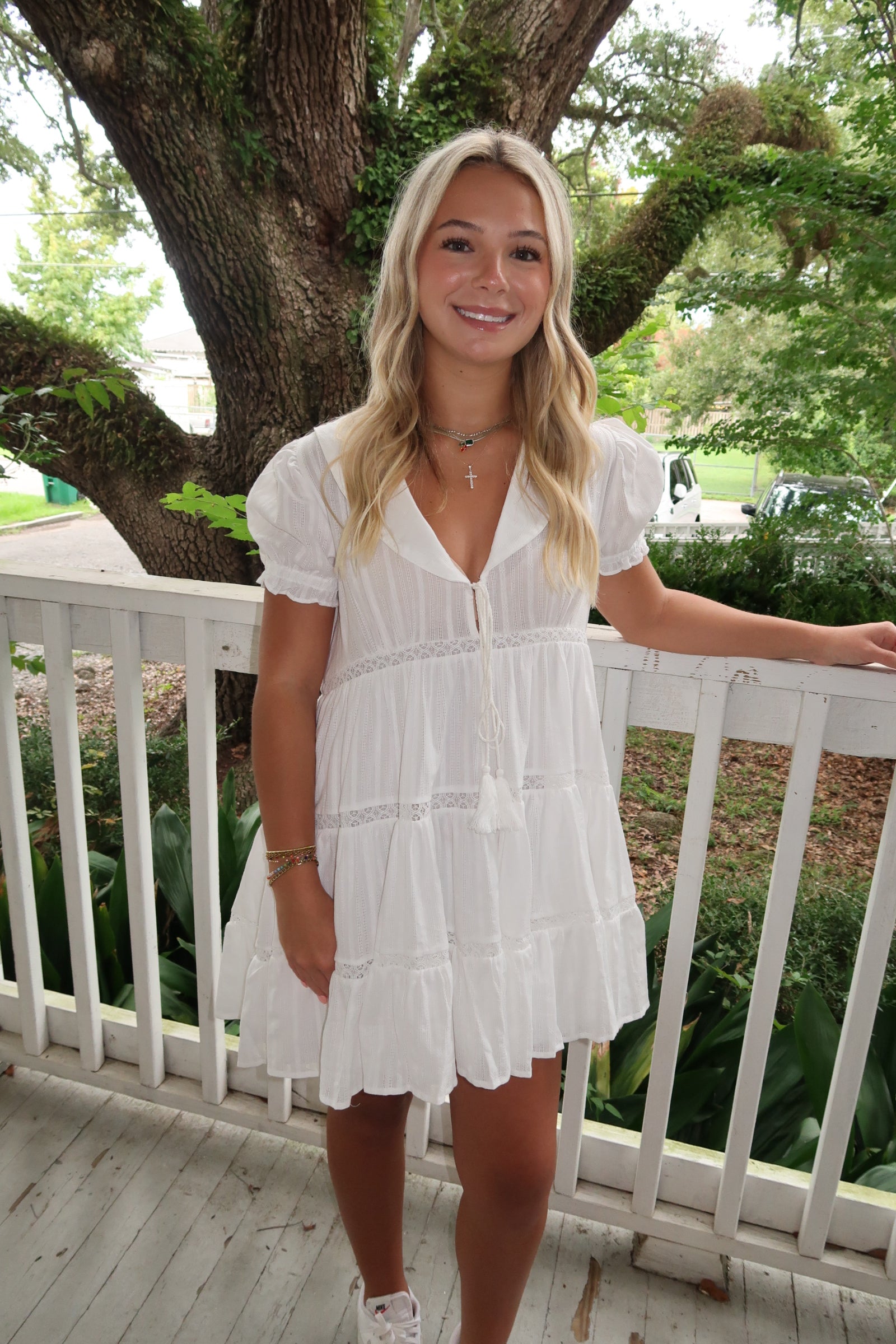 Sailor Collar Embroidered Mini Dress image 0