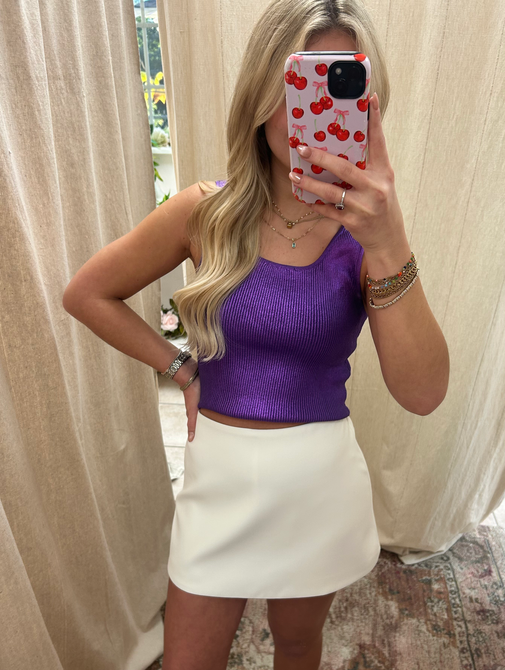 White High Waist Mini Skort  image 0