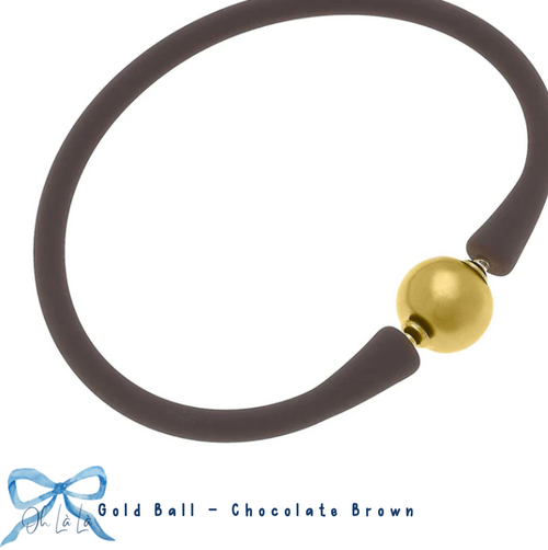 Bali 24K Gold Plated Ball Bead Silicone Bracelet image 1