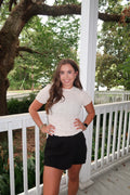 Metallic Short Sleeves Ruched Top image 0