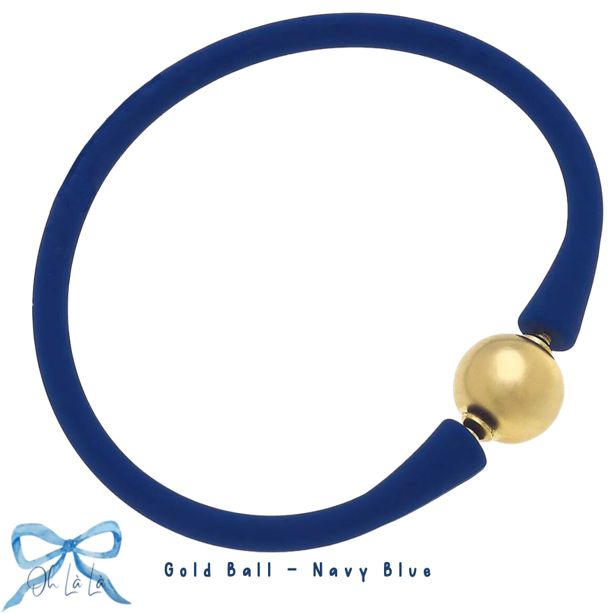 Bali 24K Gold Plated Ball Bead Silicone Bracelet image 4