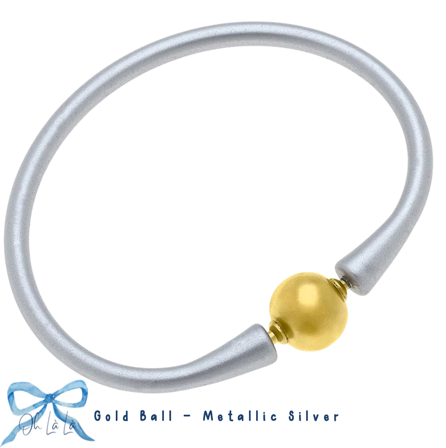 Bali 24K Gold Plated Ball Bead Silicone Bracelet image 6