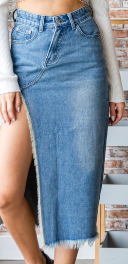 Asymmetric Denim Skirt image 3