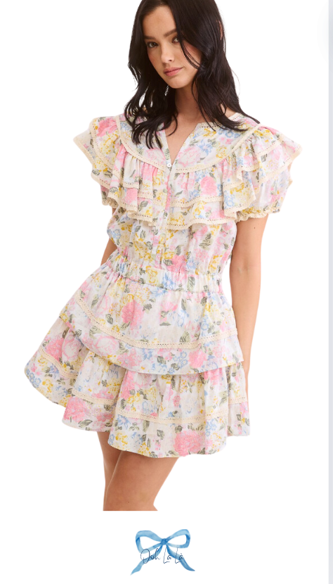 Floral Ruffled Embellished Mini Dress image 0