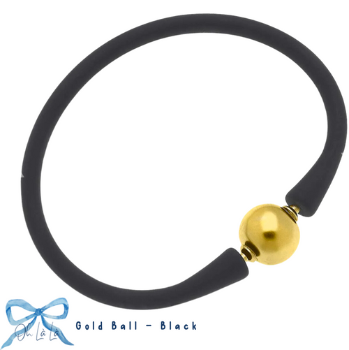 Bali 24K Gold Plated Ball Bead Silicone Bracelet image 0