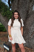 Floral Striped Smocked Bodice Fit and Flare Dress image 0