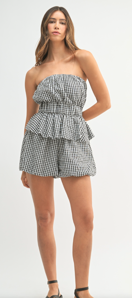 Gingham Tube Top And Shorts Set image 3