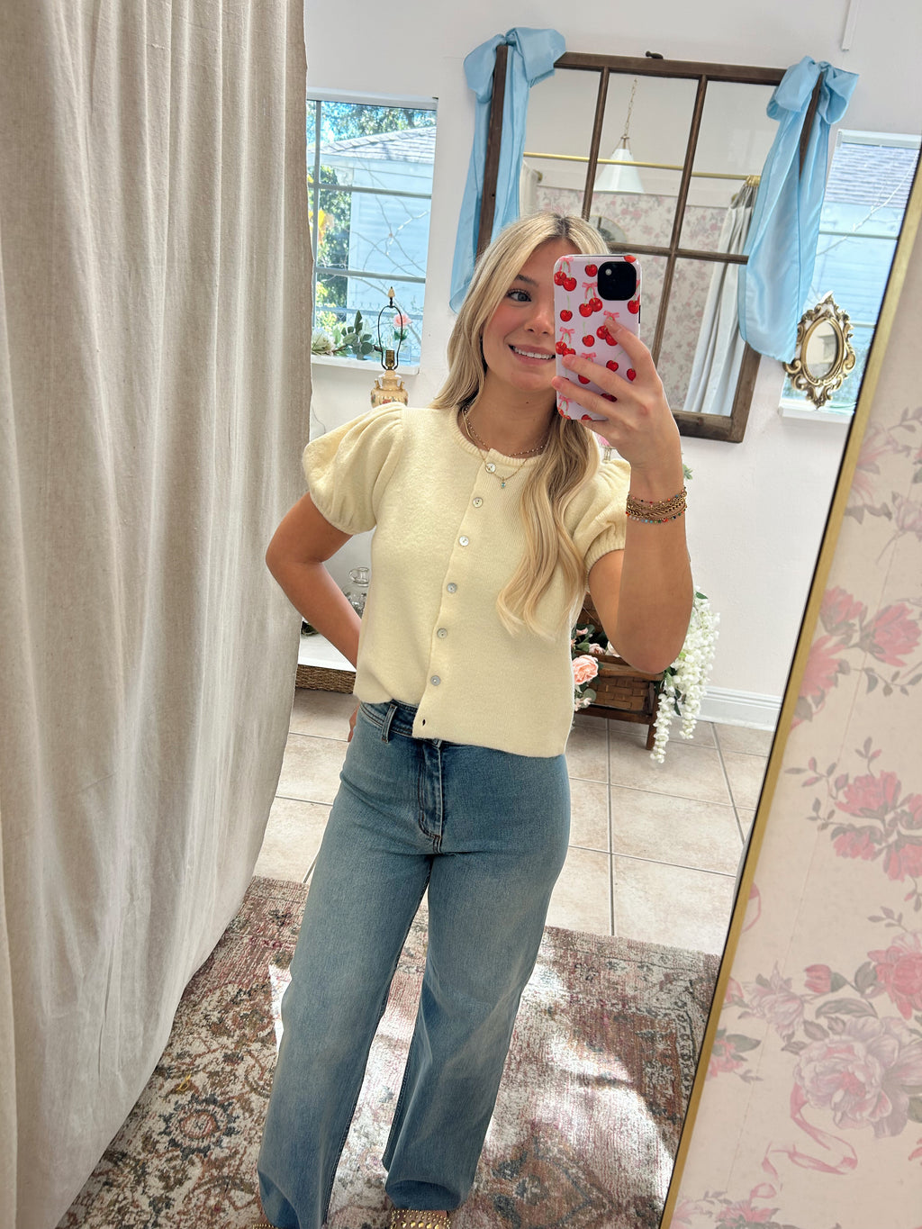 Yellow Puff Sleeve Top image 1