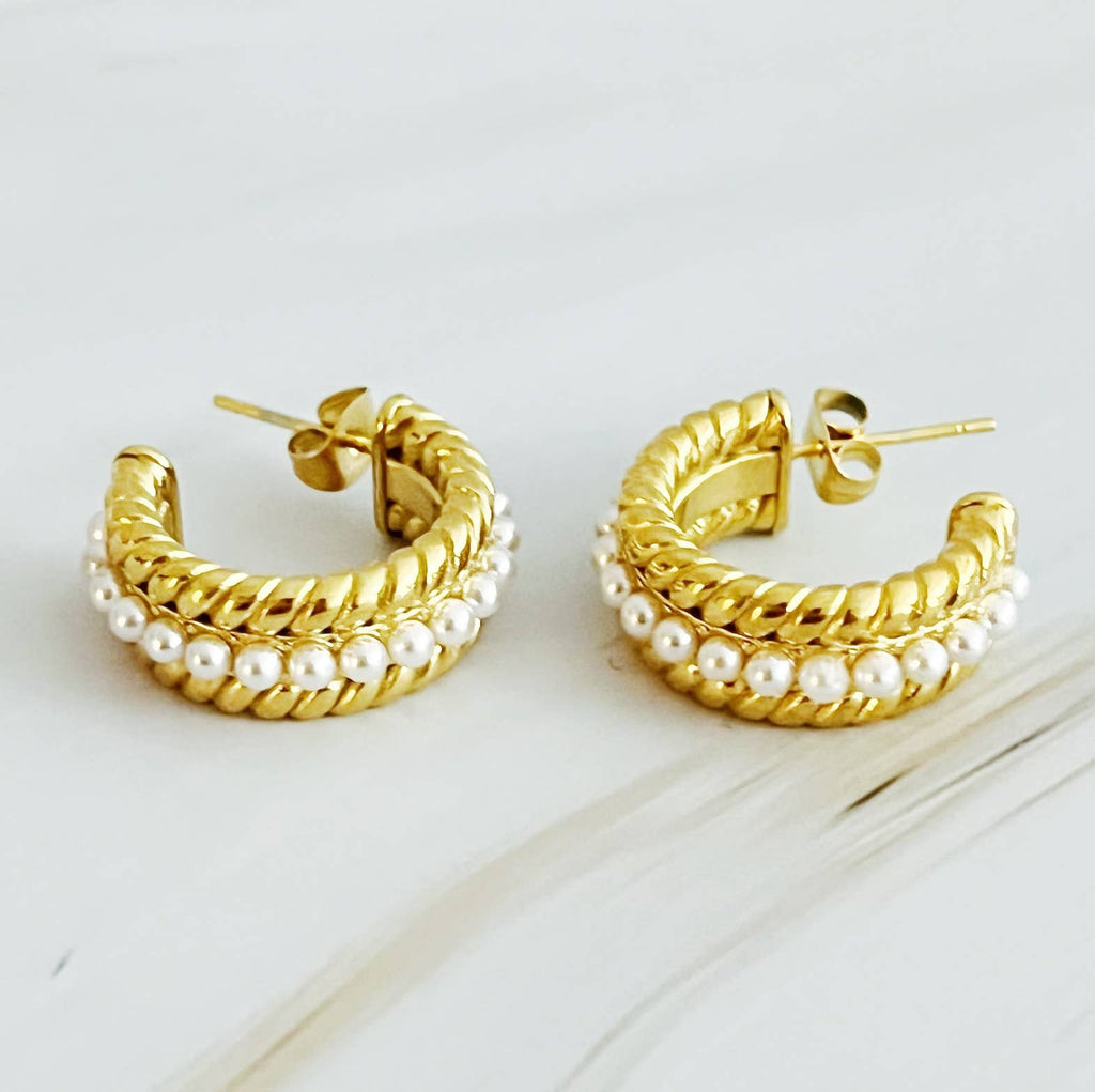 Pearl Mix Hoop Earrings