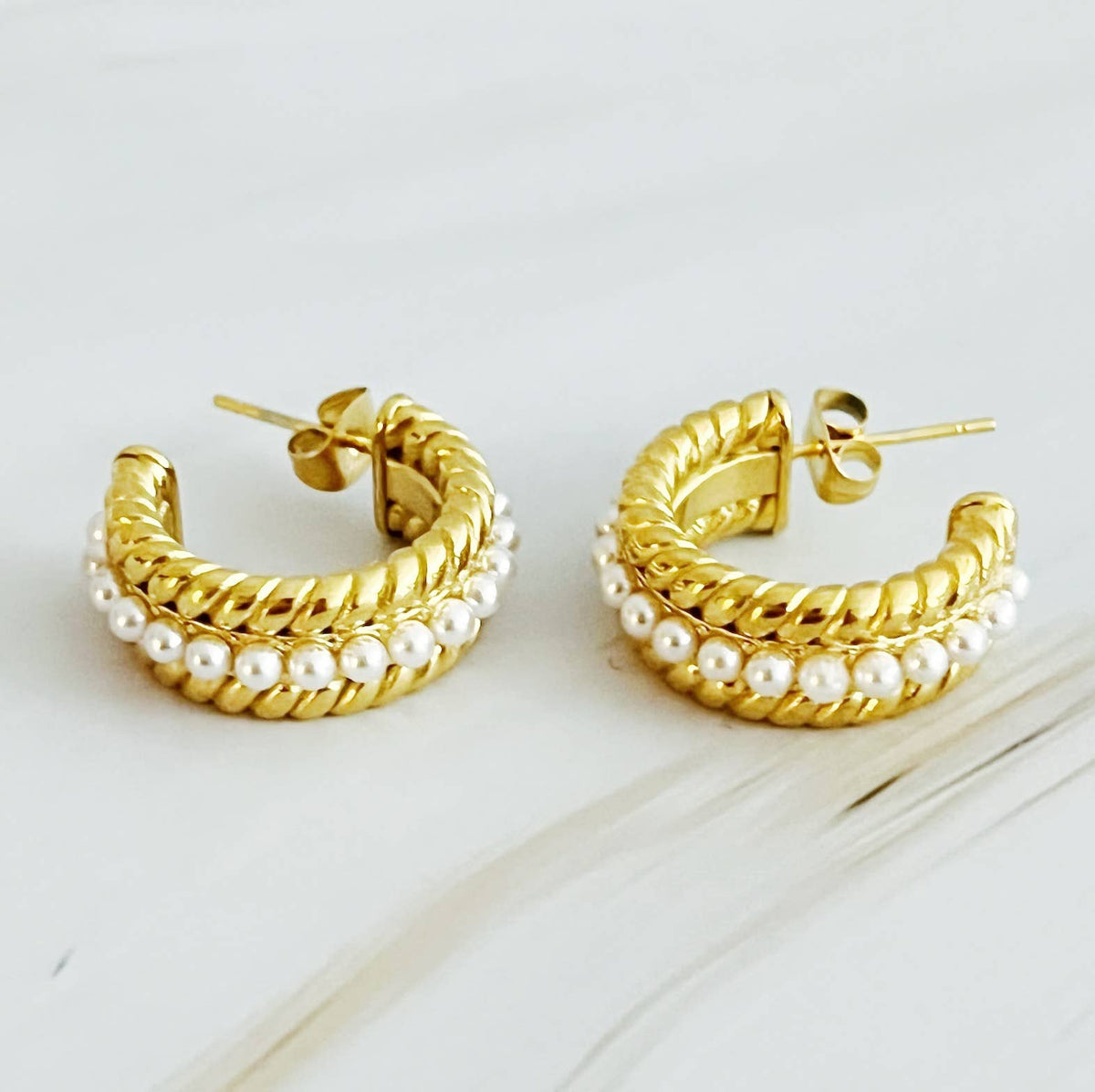 Pearl Mix Hoop Earrings