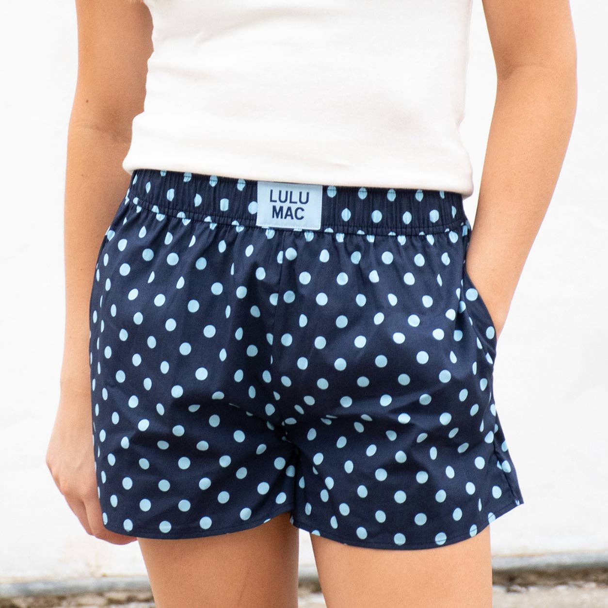 Navy and Blue Polka Dot Boxer Shorts