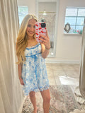 Blue Floral Ruffle Mini Dress  image 0