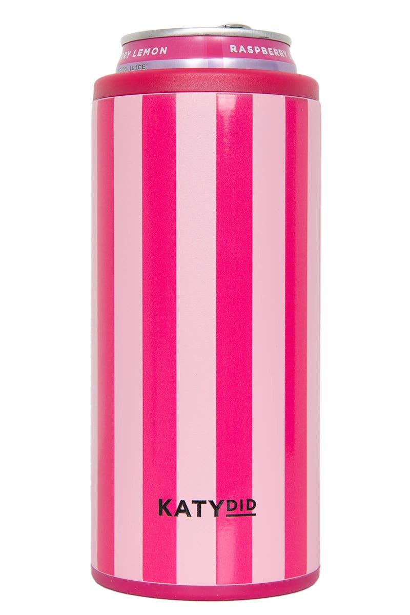 Pink and Hot Pink Striped Slim Can Koozie