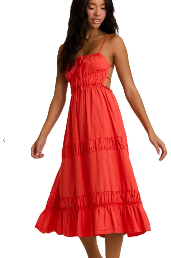 Ruched Detail Midi Dress With Back Strap image 4