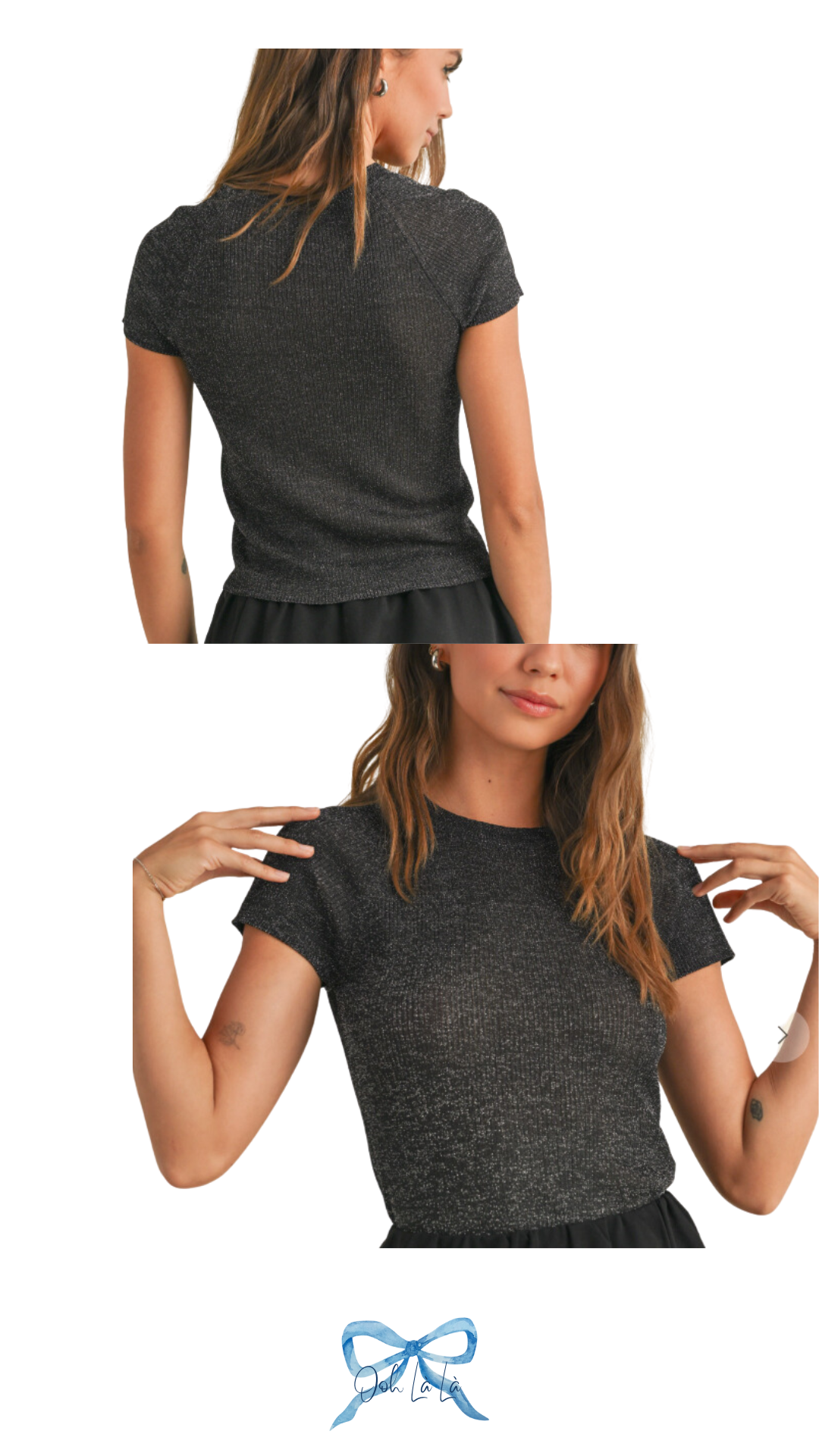 Metallic Bibbed Knitted Top image 0