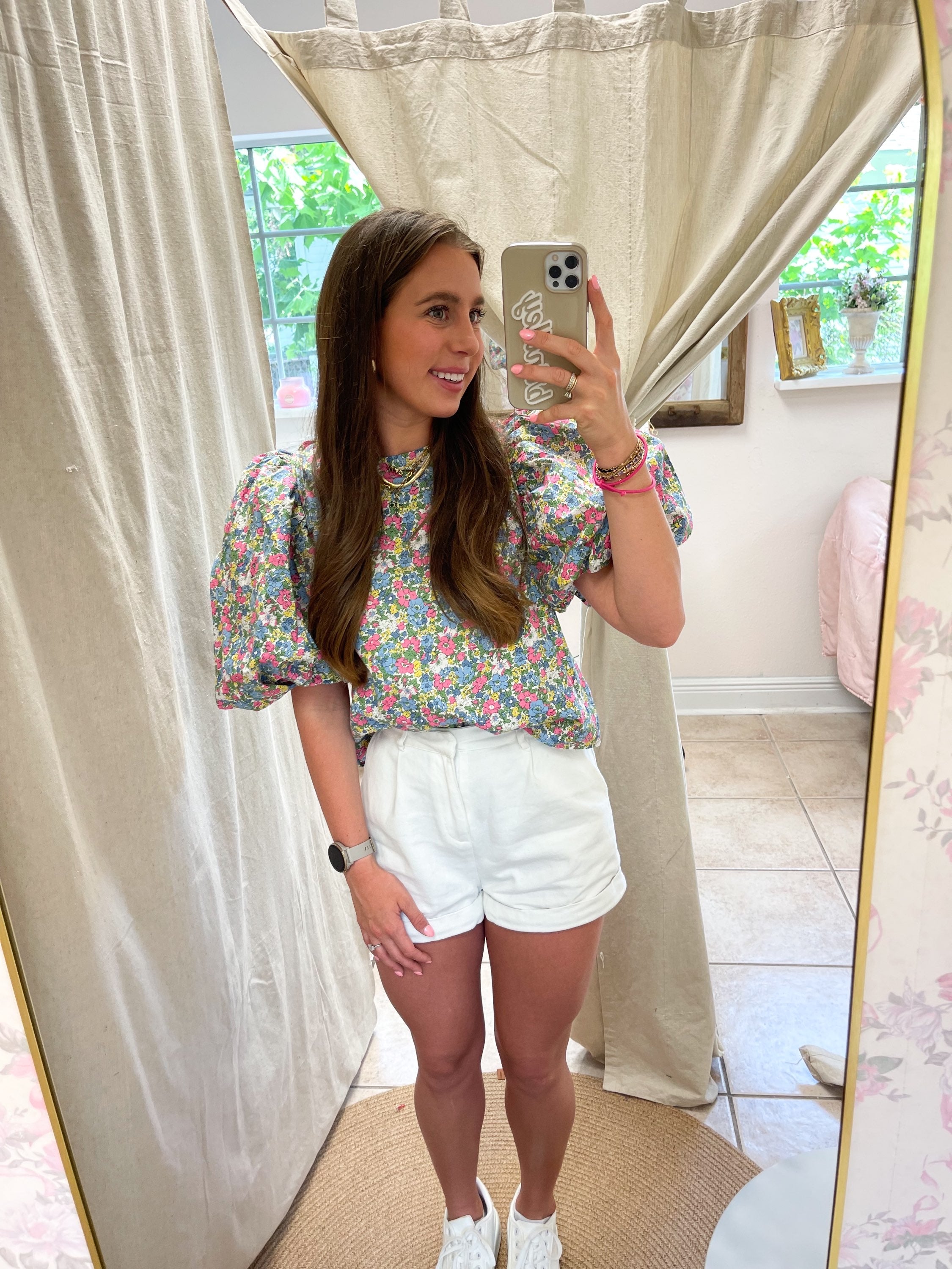 Floral Balloon Sleeve Top image 0