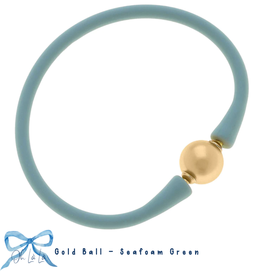 Bali 24K Gold Plated Ball Bead Silicone Bracelet image 3