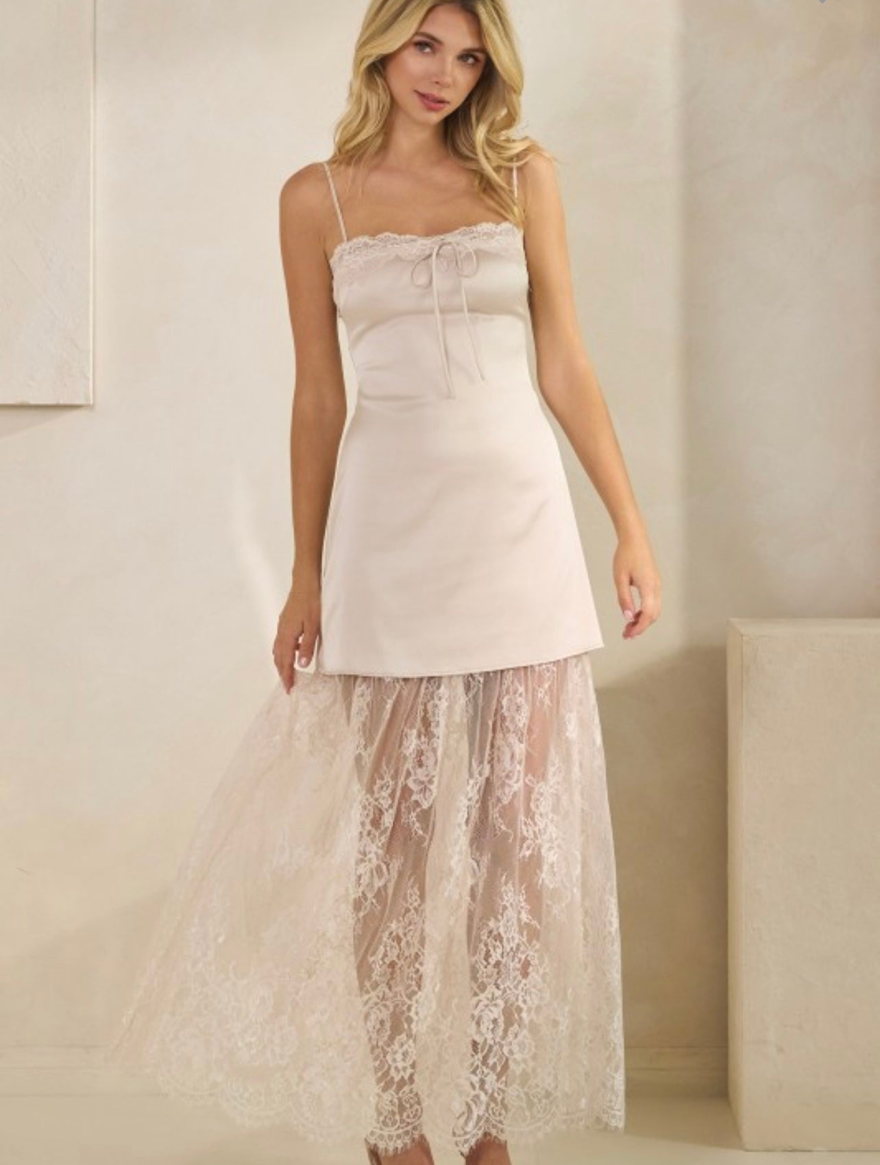 Champagne Satin Slip Dress  image 0