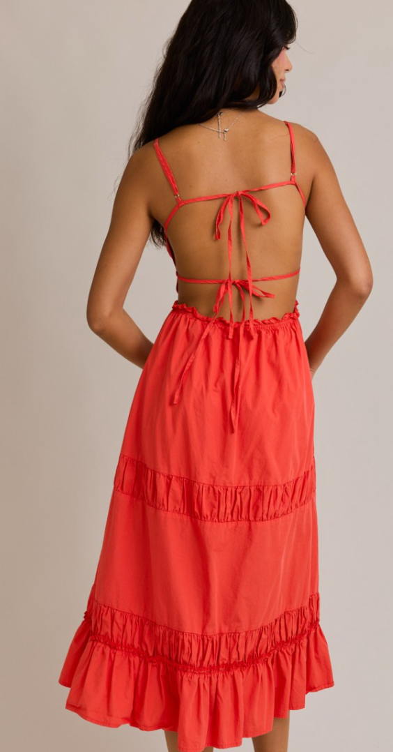 Ruched Detail Midi Dress With Back Strap image 1