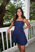 Navy Pleated Dress image 0