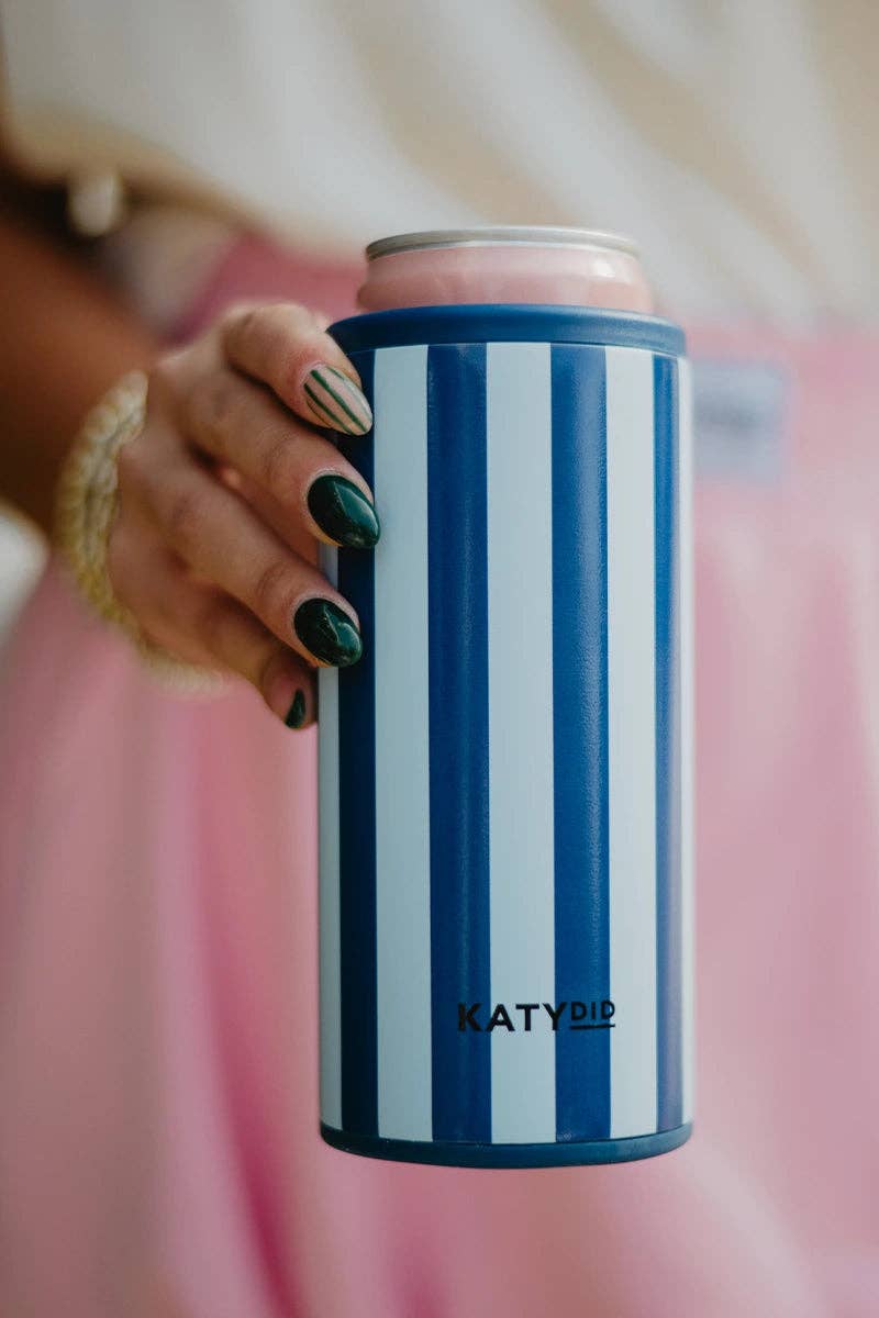 Light Blue and Navy Slim Can Koozie
