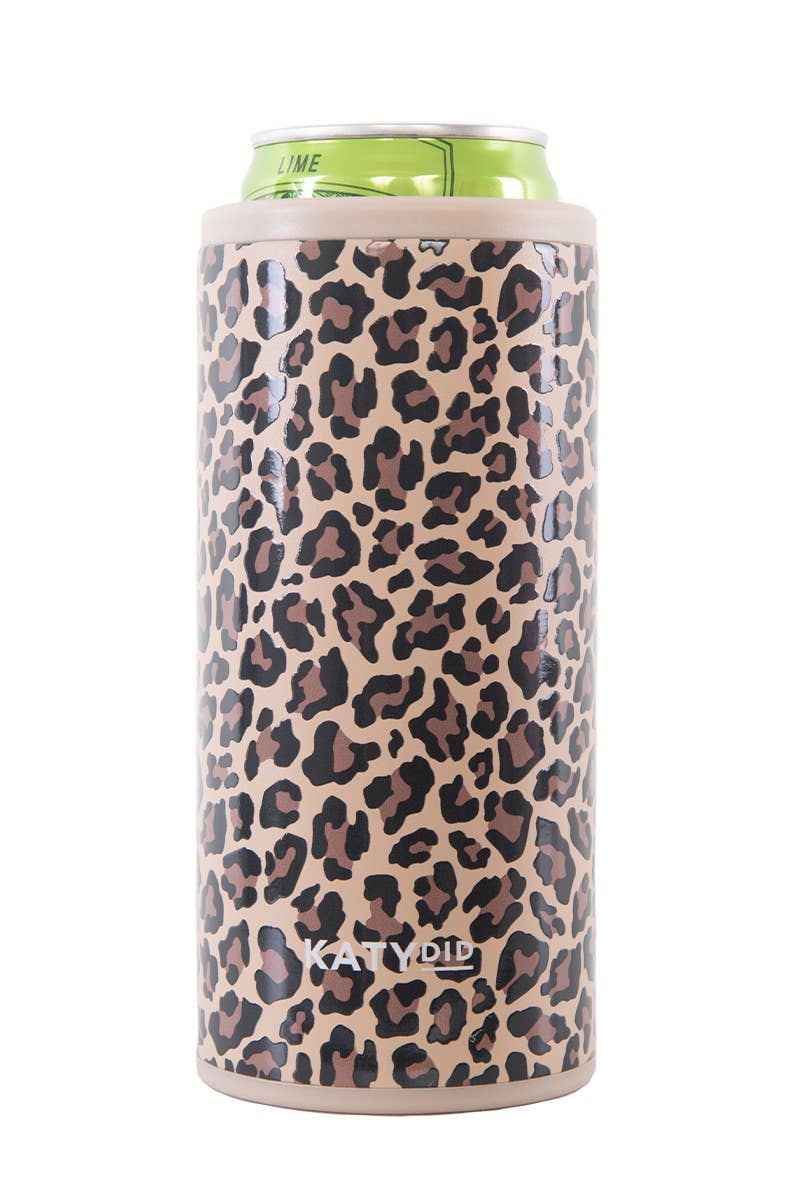 Brown Leopard Slim Can Koozie