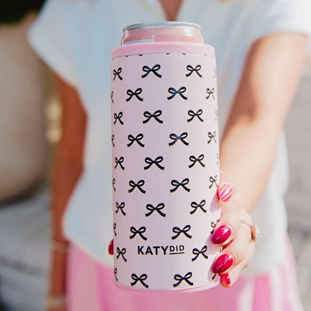 Pink Bow Slim Can Koozie