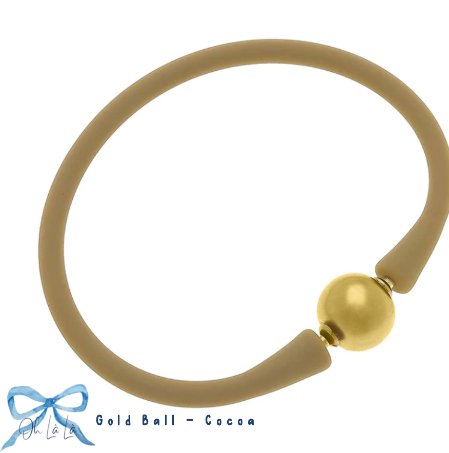 Bali 24K Gold Plated Ball Bead Silicone Bracelet image 2