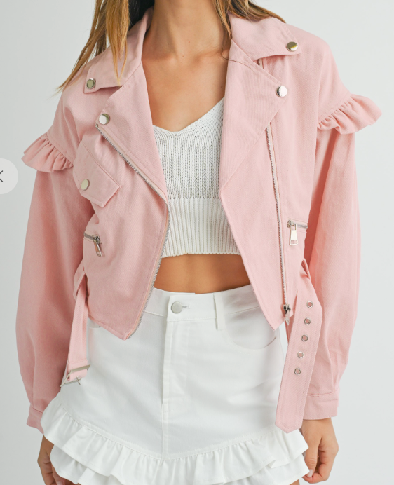 Ruffle Biker Jacket image 1