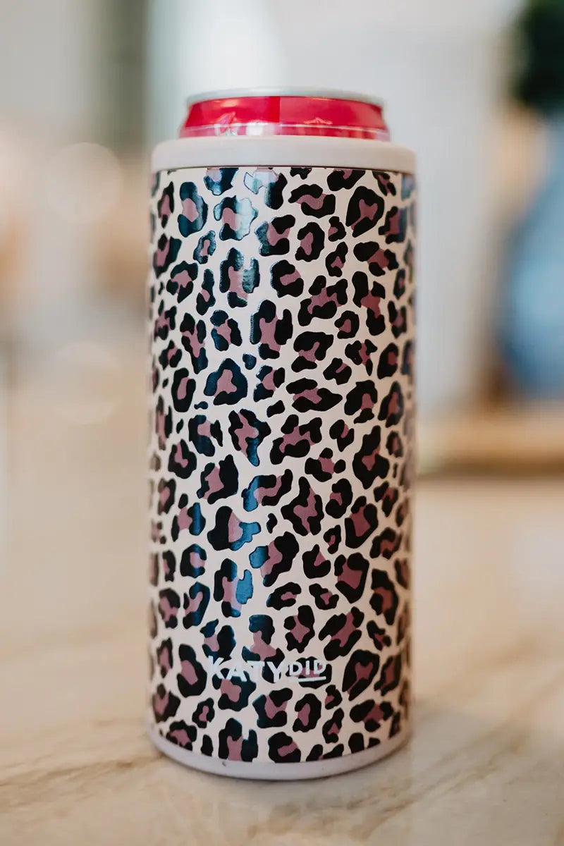 Brown Leopard Slim Can Koozie