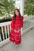 Tiered Scalloped Detail Long Sleeve Midi Dress image 0