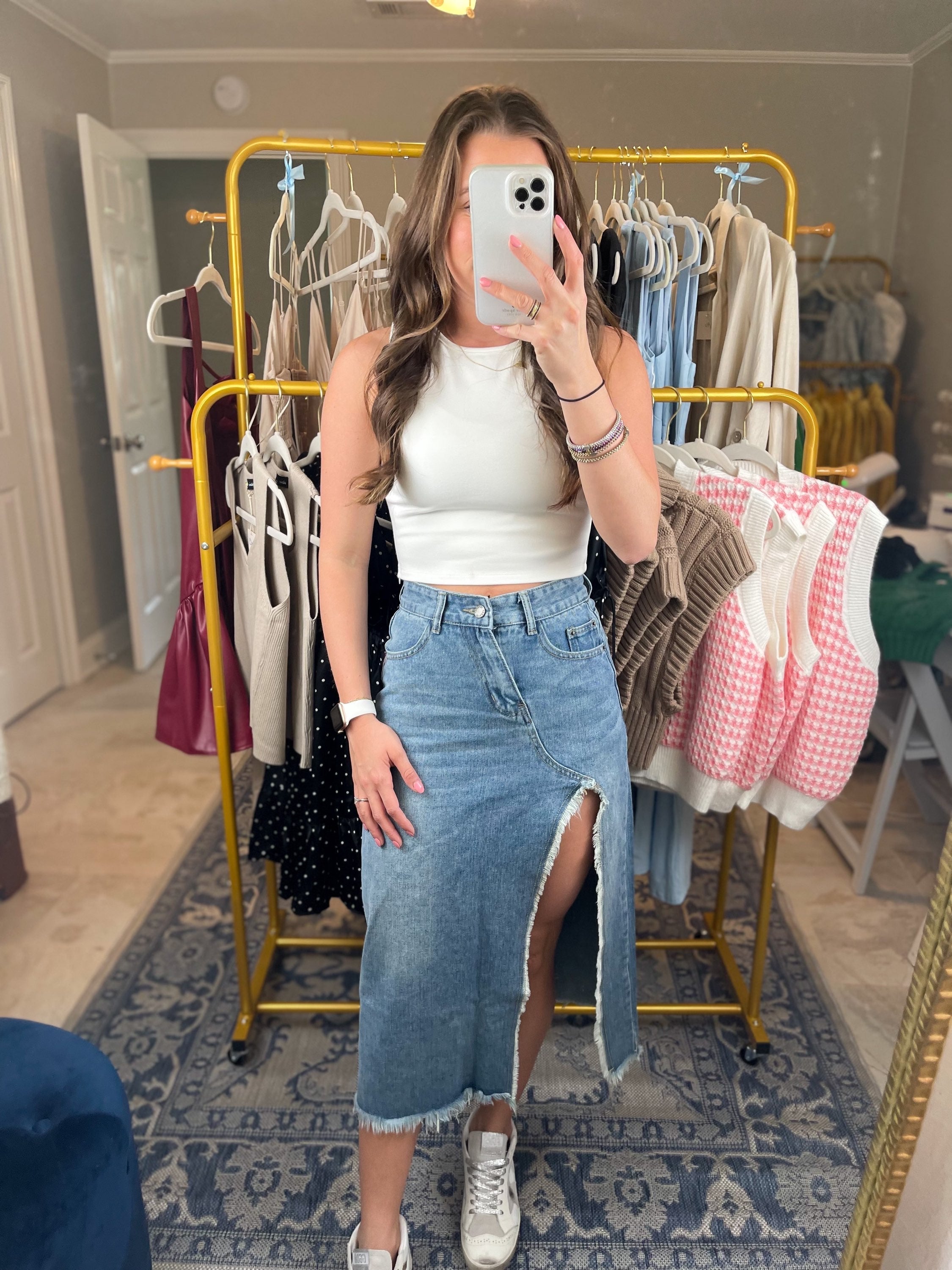 Asymmetric Denim Skirt image 1